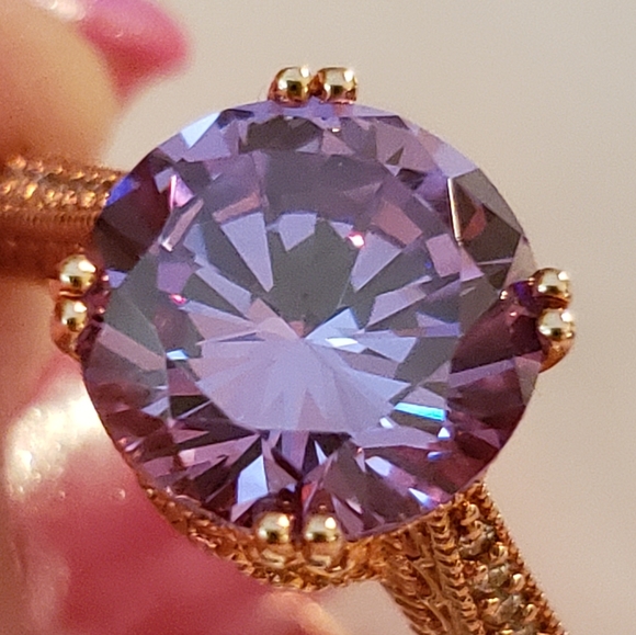 Sz 9, Purple & White Cubic Zirconia 18k Rose Gold Over 925 Silver,  5.98ctw, NWT - Picture 3 of 14